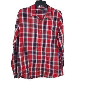 Oakley Mens Shirt Size Large Red Plaid Button Up Long Sleeve Chase Woven Casual